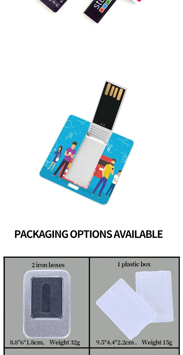 10pcs Custom Logo USB Flash Memory Card - Small Square Design, 8GB 16GB 32GB 64GB Options