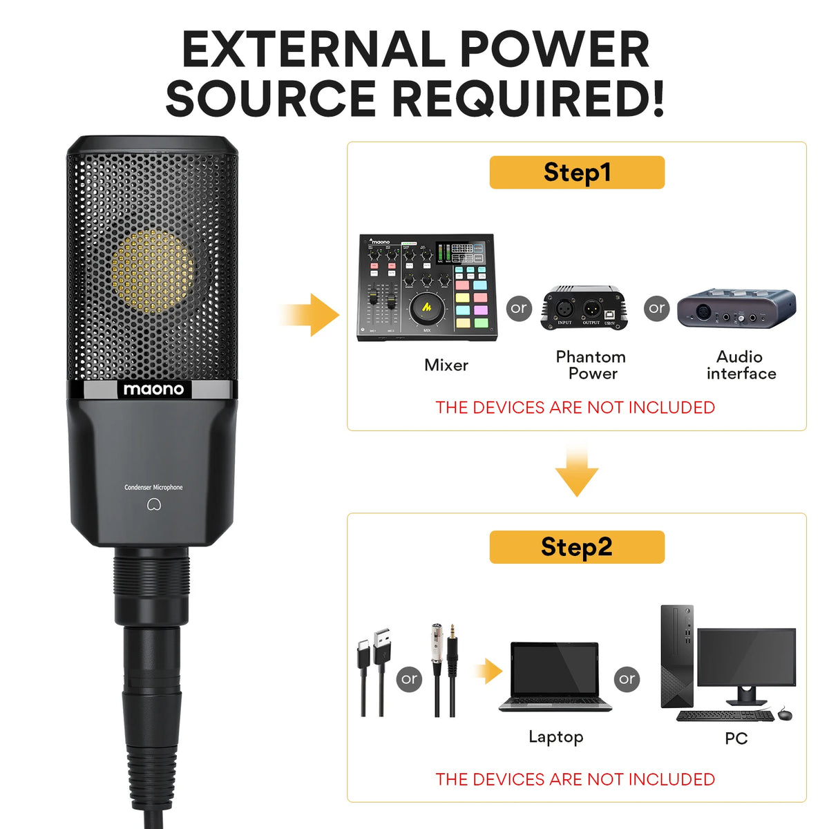 PM500T XLR Condenser Microphone 34mm Large Diaphragm Microphone Cardioid Studio Mic for Recording,Podcasting,Streaming,DJ
