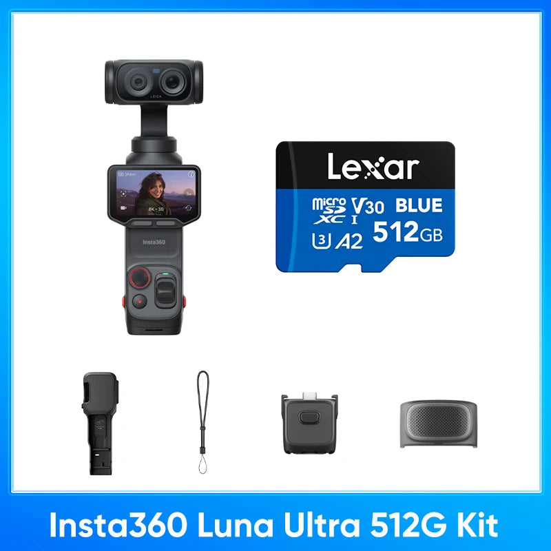 Insta360 Luna Ultra - 8K Vlogging Camera with Dual Lenses, 12× Zoom, 1" Sensor, Detachable 2" Touchscreen, Triple AI Chip