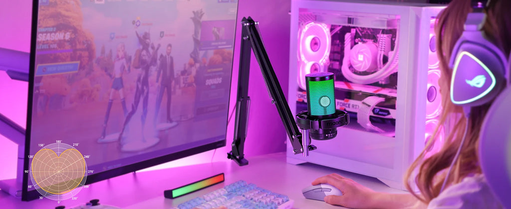 maono DGM20S Gaming USB Microphone Condenser Mic with RGB Light Noise Cancellation Boom Arm for Streaming Podcast YouTube Tiktok