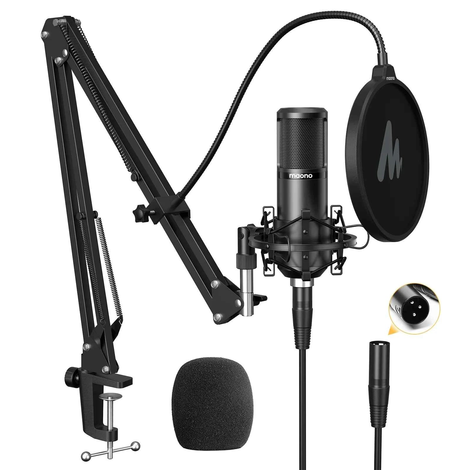 PM320S XLR Condenser Microphone Kit Professional Cardioid Vocal Studio Recording Mic for Streaming Voice Over Home-Studio