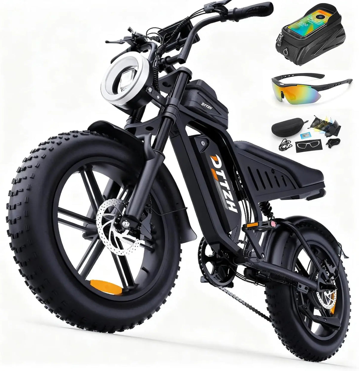 DTTZH F6S Electric Bike for Adults, 2000W Peak 40MPH 48V 25Ah Removable Battery, 20"x4.0" Fat Tire Full Suspension 7-Speed E-Bike, NFC Unlock, UL 2849 Certified, 1 Year Warranty