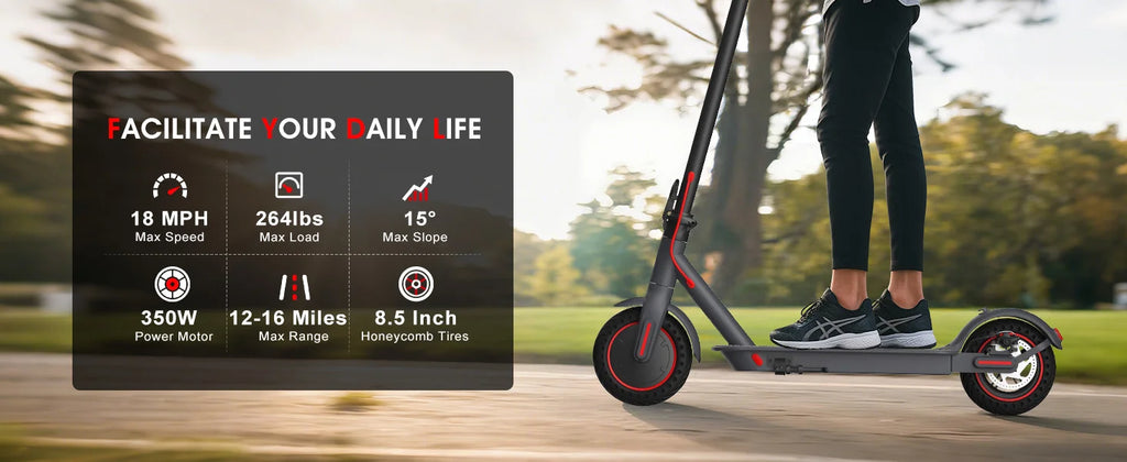 Electric Scooter with App for Adults 350W Motor 36V 5.2Ah Battery Up to 19 Miles Range Foldable E Scooter Solid Tire 8.5''