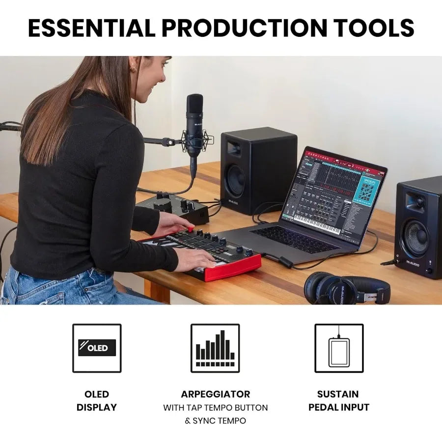 Akai MPK Mini Play MK3 Compact MIDI Keyboard Controller with Built-in Speaker and Integrated Sounds