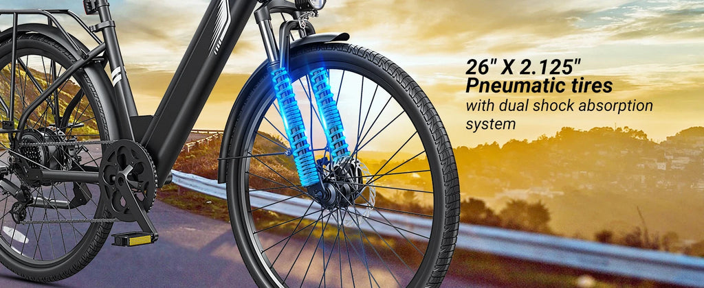 DYU C7 Adult Electric Bicycle 500W Motor 480WH Lithium Battery Electric Bike 7-speed City E bike，Max Speed 20MPH E-BIKE