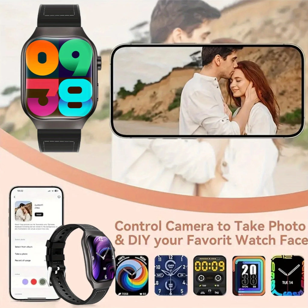 LAXASFIT New Slim Smart Watch Men's 2.01-inch AMOLED Curved Display Bluetooth Talk Sports Fitness Tracking Smartwatch Women's