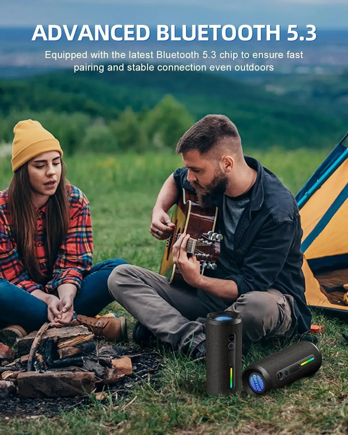 OHAYO Bluetooth Speaker 24W, Wireless Portable Outdoor Bluetooth Speakers, True Wireless Stereo IPX7 Waterproof, Dual Pairing Bluetooth 5.3 Built-in Mic