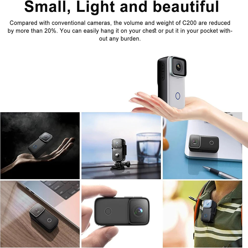 SJCAM C200 4K Waterproof Action Camera Gyro EIS Slow Motion 240fps 154° Wide Angle Ultra Light 84g 1.3" Screen