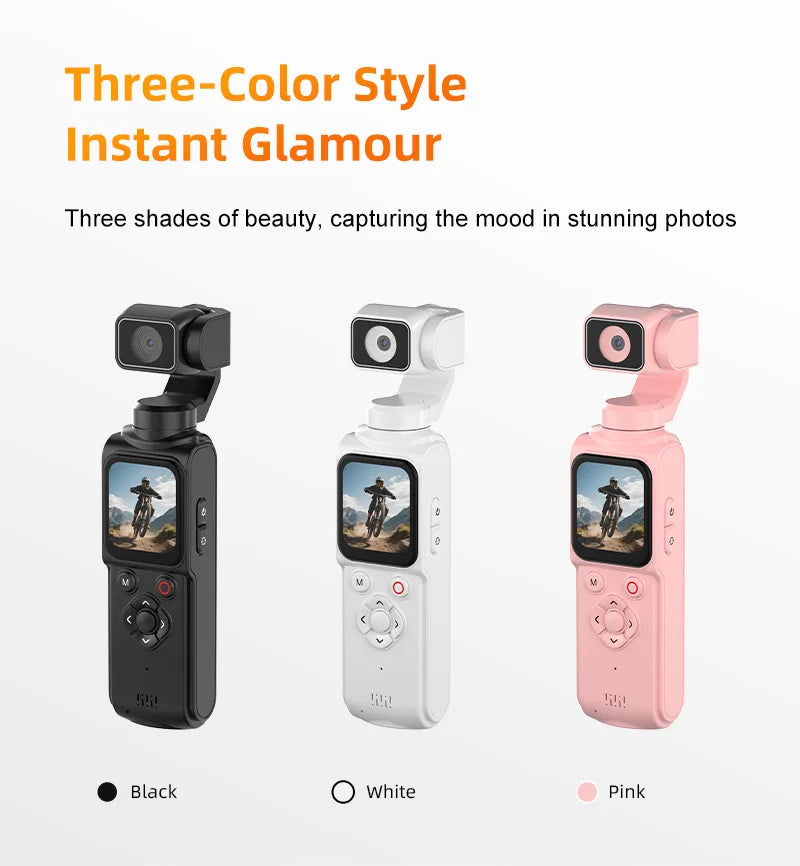 Ourlife 4K Action Camera 330° Face Tracking Gimbal Stabilizer 1.72 Inch Touch Screen 64MP Pocket Digital Camera WiFi Sports Cam