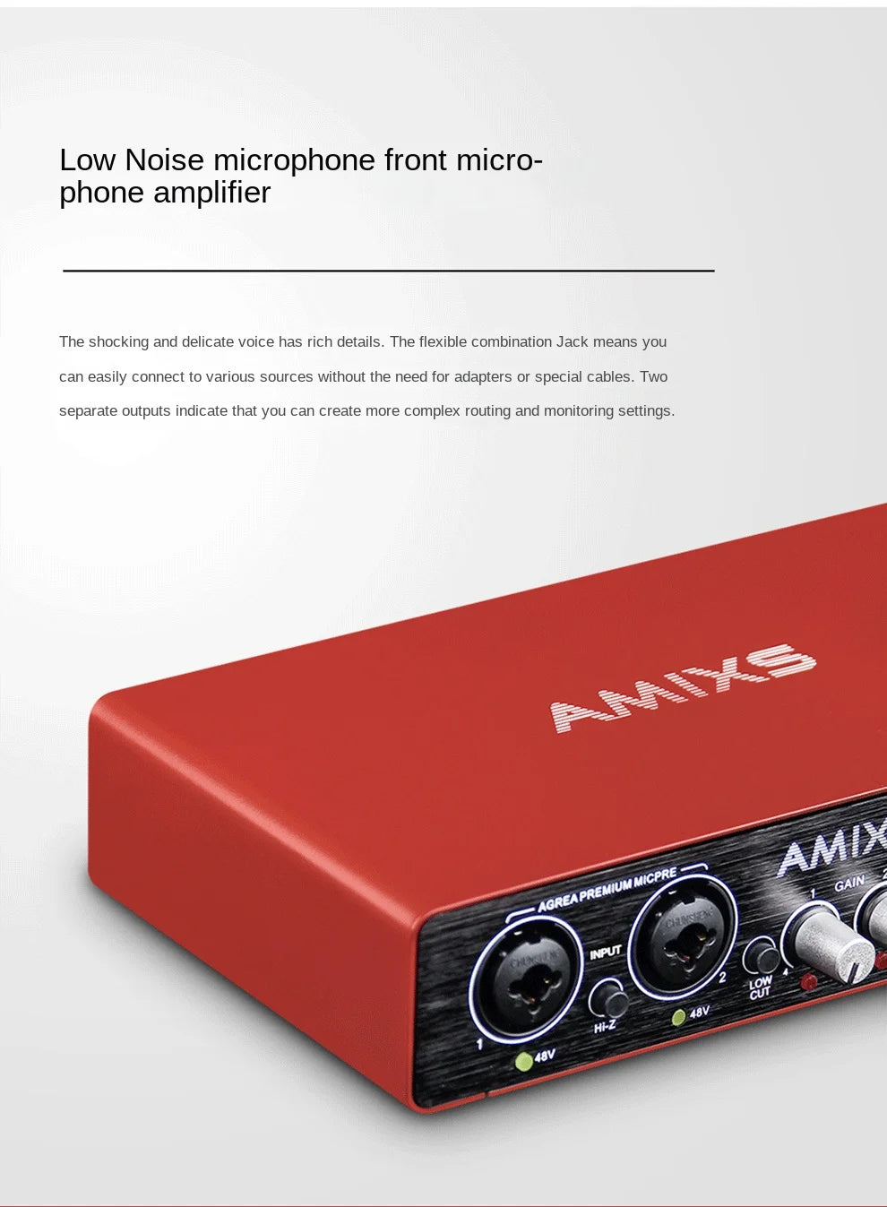 AMIXSQ22 Audio Interface for Recording Computer Free Drive USB External Sound Card for Pc Pro Audio Equipment Professional Video