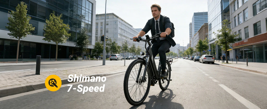 DYU C7 Adult Electric Bicycle 500W Motor 480WH Lithium Battery Electric Bike 7-speed City E bike，Max Speed 20MPH E-BIKE