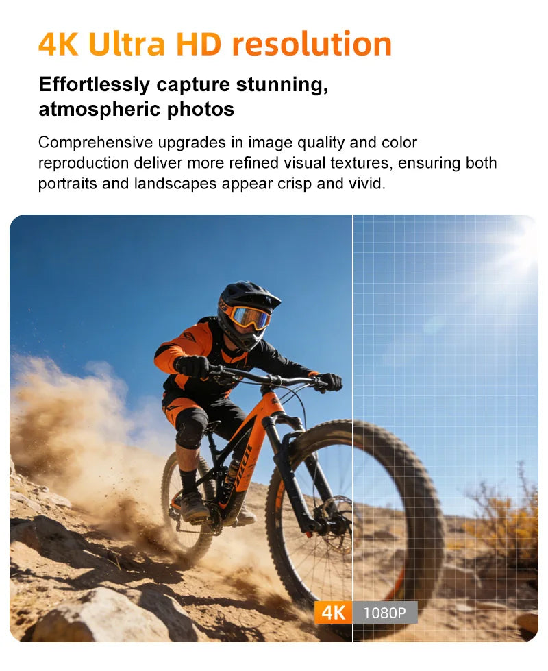 Ourlife 4K Action Camera 330° Face Tracking Gimbal Stabilizer 1.72 Inch Touch Screen 64MP Pocket Digital Camera WiFi Sports Cam