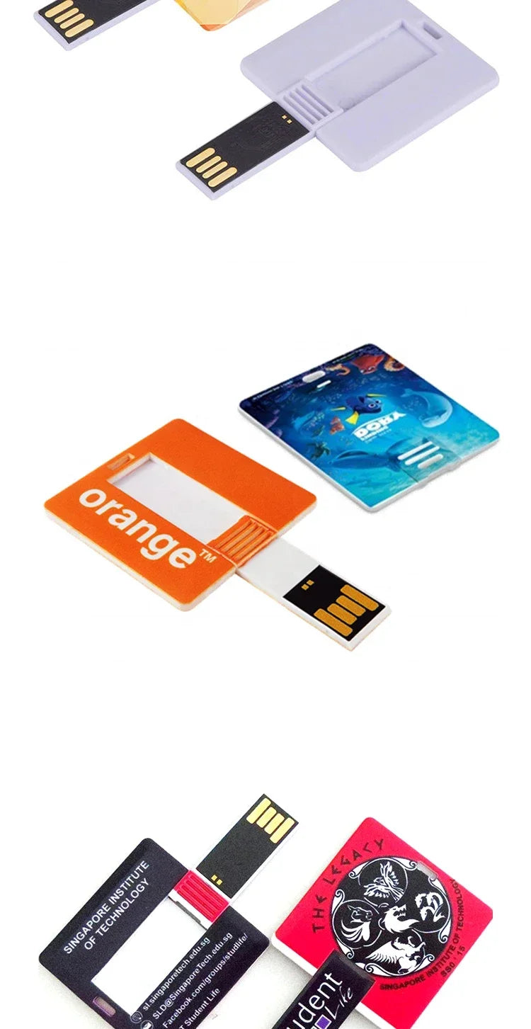 10pcs Custom Logo USB Flash Memory Card - Small Square Design, 8GB 16GB 32GB 64GB Options