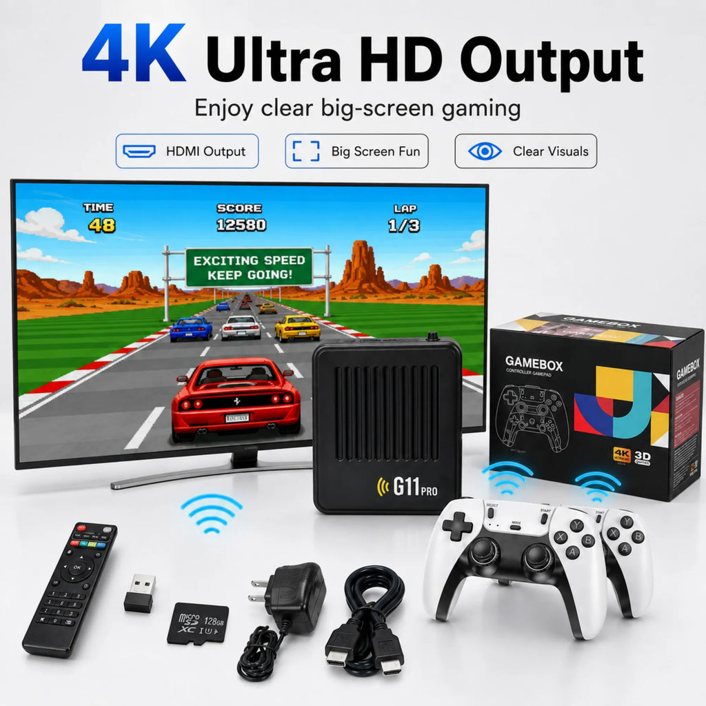Video Game Box Console Dual System TV Console G11 Pro  64G/128G 4K Output Built-in 60,000 Games for Android 9.0 Simulator