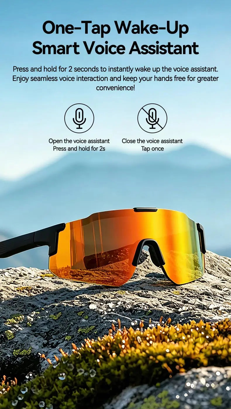 LAXASFIT 2026 New Windproof Cycling Smart Glasses Bluetooth 5.3 Open Ear Sport Sunglasses with HD Music Call for Men Women