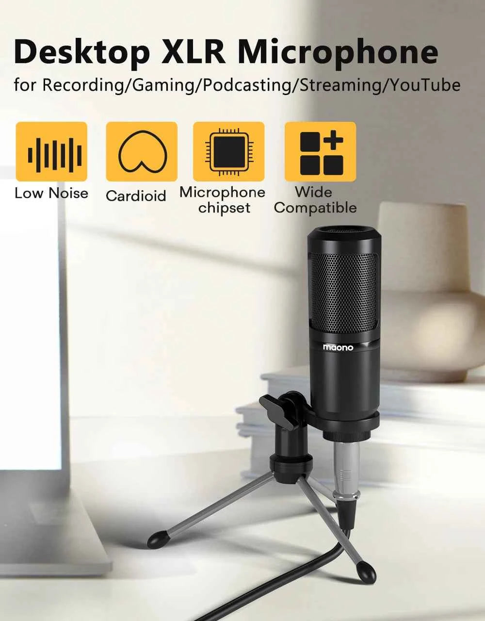 PM360TR Condenser Microphone Podcast Microphone 3.5mm Mic for Computer,Laptop,Phone,Sound Card,YouTube,Gaming,Recording