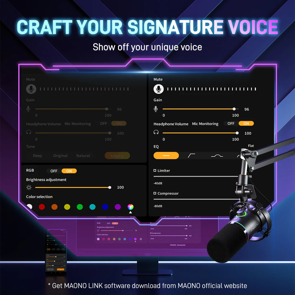 PD200X XLR/USB Dynamic Microphone for Gaming Recording Streaming Youtube Metal Mic with Software Tap-to-Mute Gain Knob