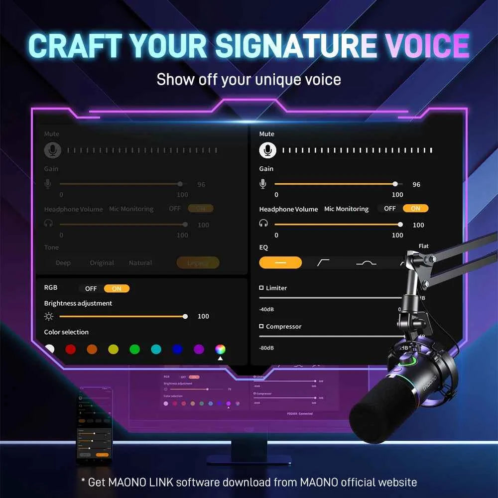 PD200X XLR/USB Dynamic Microphone for Gaming Recording Streaming Youtube Metal Mic with Software Tap-to-Mute Gain Knob