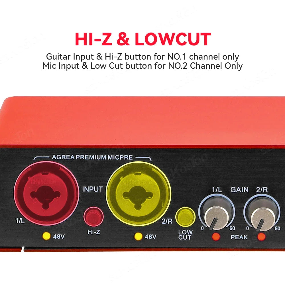 AMIXSQ22 Audio Interface for Recording Computer Free Drive USB External Sound Card for Pc Pro Audio Equipment Professional Video