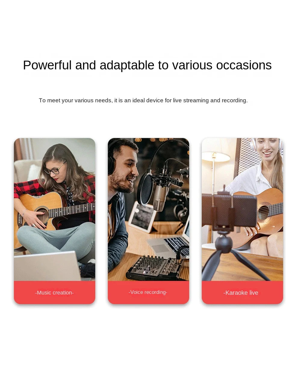 AMIXSQ22 Audio Interface for Recording Computer Free Drive USB External Sound Card for Pc Pro Audio Equipment Professional Video
