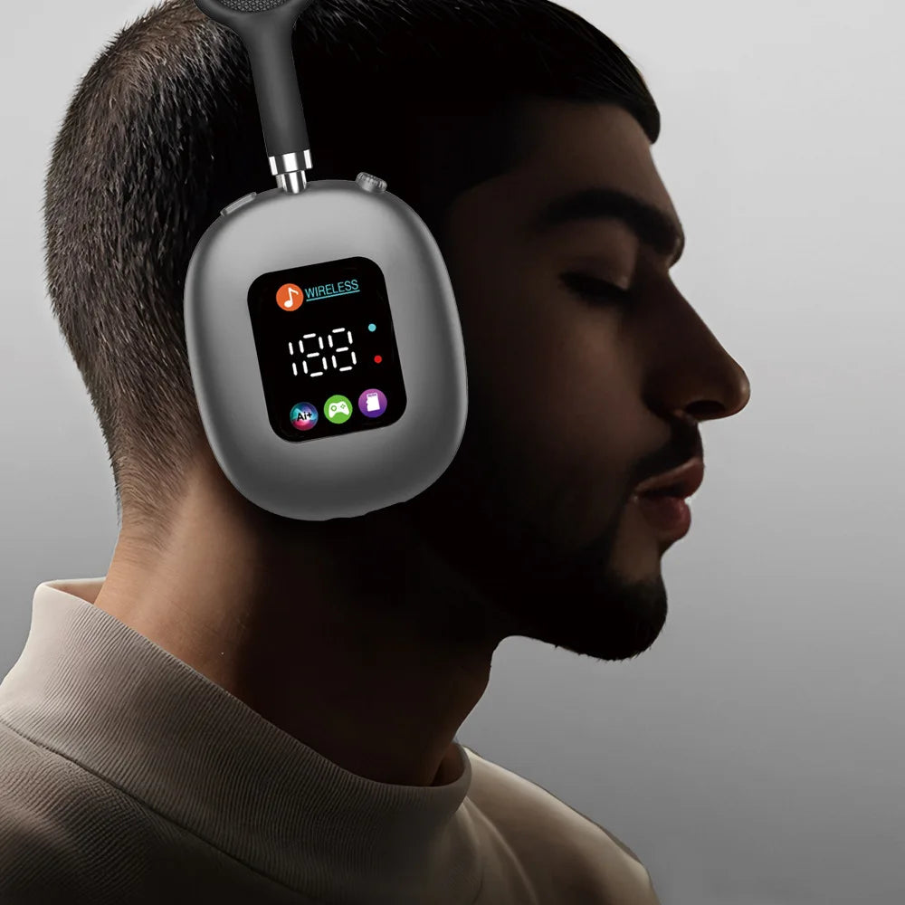 MAX600 Wireless Head-mounted Bluetooth Headset with Digital Display and Card Reader