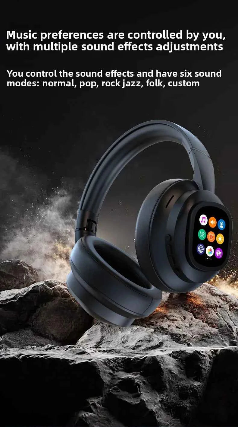 New HYUNDAI X1PRO Wireless Bluetooth 6.0 HIFI Headphone, 100+Languages,With Magnetic Touch Control LED Screen