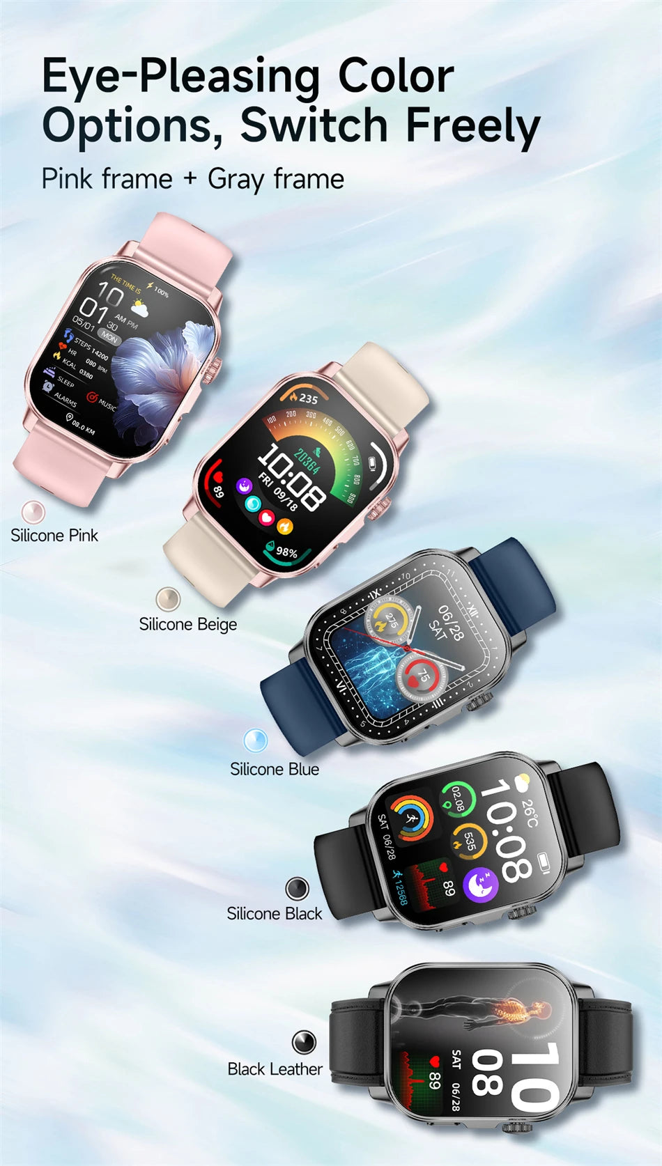 New Men Accurate Health Diagnosis ECG Smart Watch Blood Pressure Blood Oxygen Blood Fat Uric Acid Temp Bluetooth call Smartwatch