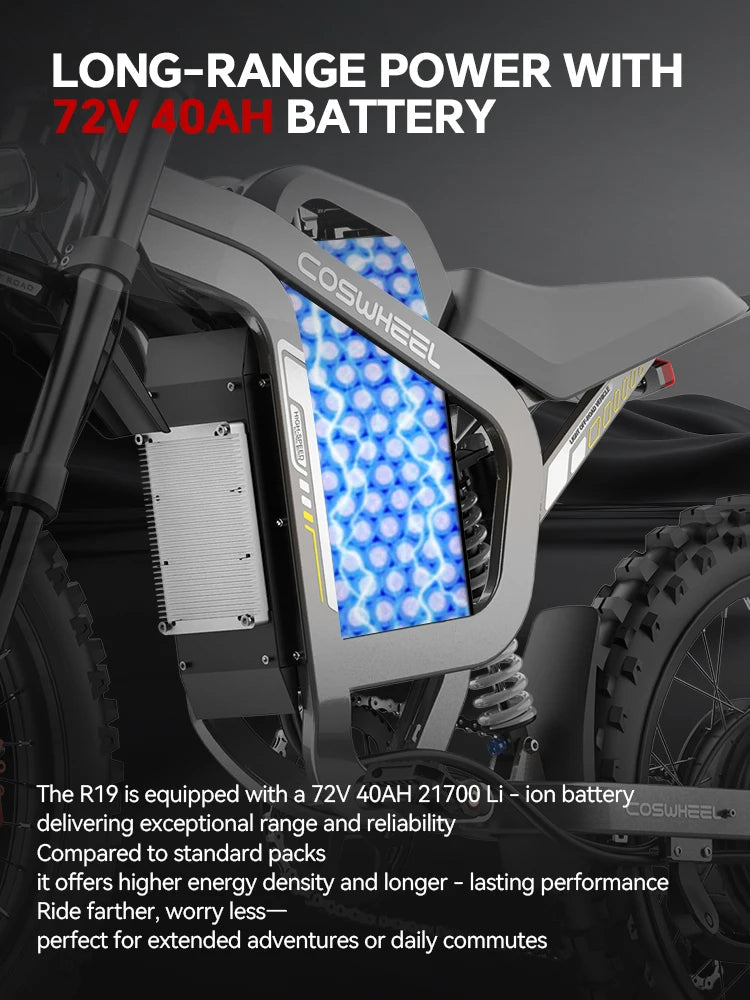 SLDBK R19 Electric Bike High Power 9000W Adult Electric Motorcycle 72V40Ah Battery Off-Road E-bike Use 85kmh Mountain Dirt EBike
