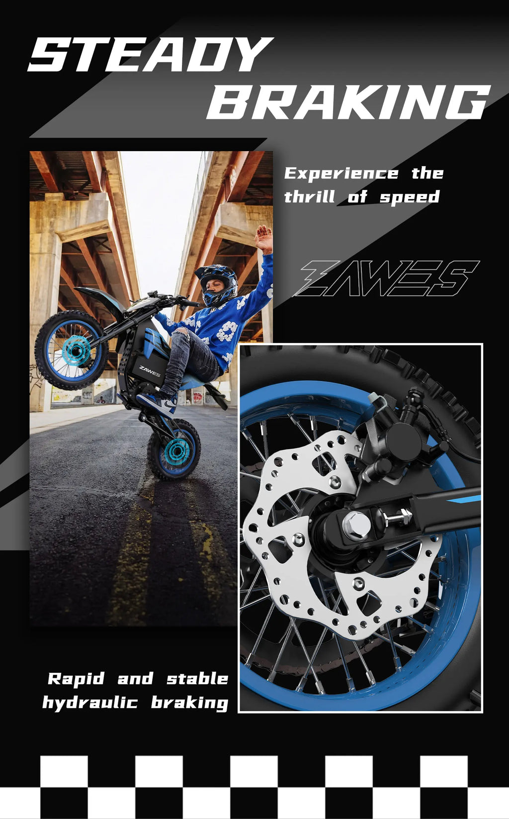 Electric Motorcycle ZAWES S3 60V 23.4AH E-Cross Bike Hydraulic brakes 46MPH 2000W Mountain Off-Road Ebike