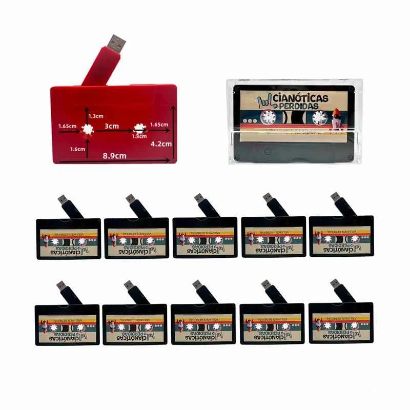 Free Custom Color Printing LOGO Colorful Cassette Tape USB2.0 Flash Drive 4gb 8gb 16gb 32gb 64gb 128gb and Transparent Box