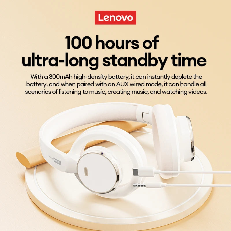 Choice Lenovo Gaming Headset Wireless Bluetooth 6.0 Earphones Foldable Sport Over Ear Headphone with HD Mic Gifts