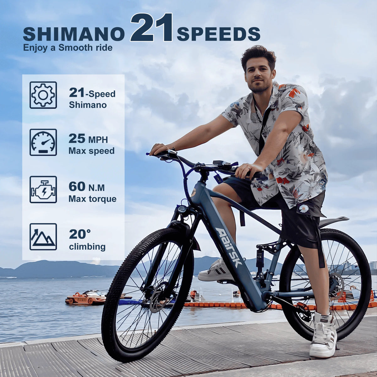 Electric Bike for Adults, 750W Peak Ebike, 40Miles 25MPH Electric Mountain Bike, 24''/26" Adult Electric Bicycle with 36V Battery, 21 Speed, Full Suspension, UL 2849 Certified