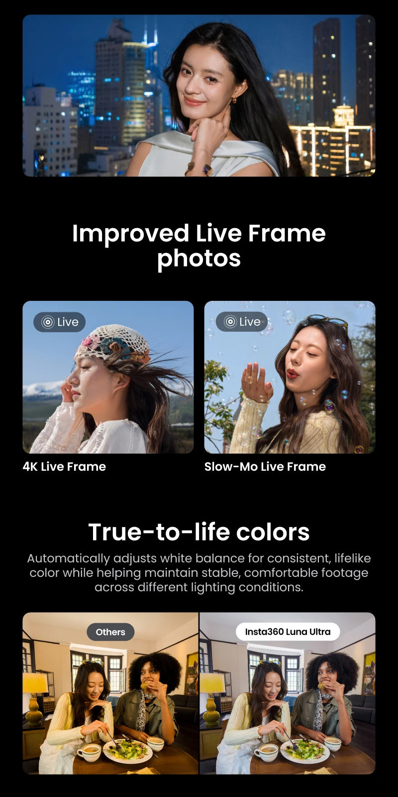 Insta360 Luna Ultra - 8K Vlogging Camera with Dual Lenses, 12× Zoom, 1" Sensor, Detachable 2" Touchscreen, Triple AI Chip