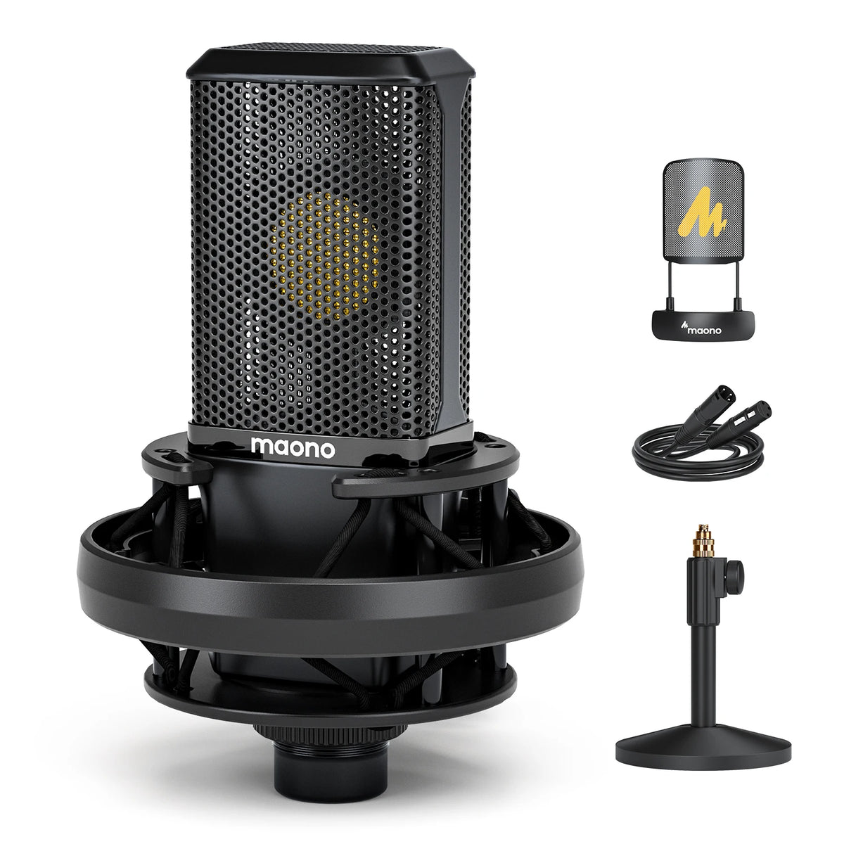 PM500T XLR Condenser Microphone 34mm Large Diaphragm Microphone Cardioid Studio Mic for Recording,Podcasting,Streaming,DJ