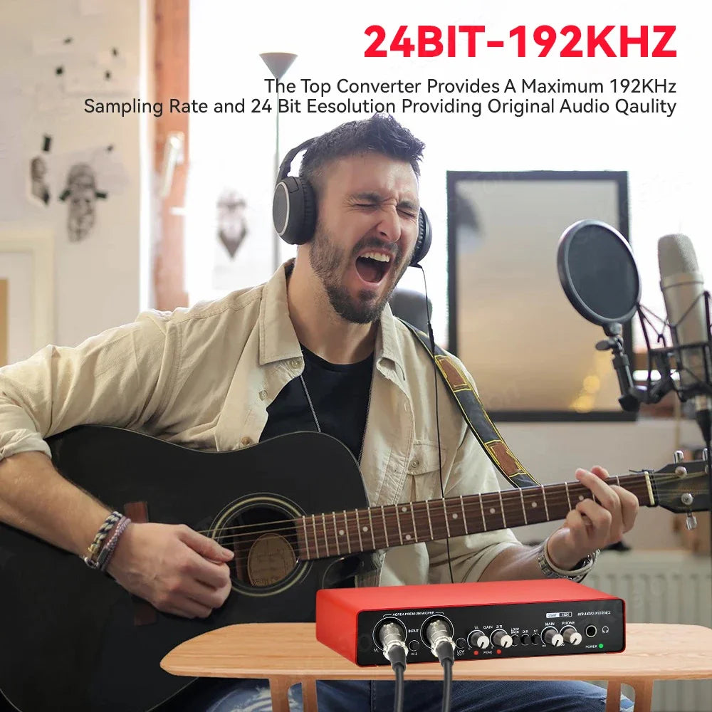AMIXSQ22 Audio Interface for Recording Computer Free Drive USB External Sound Card for Pc Pro Audio Equipment Professional Video