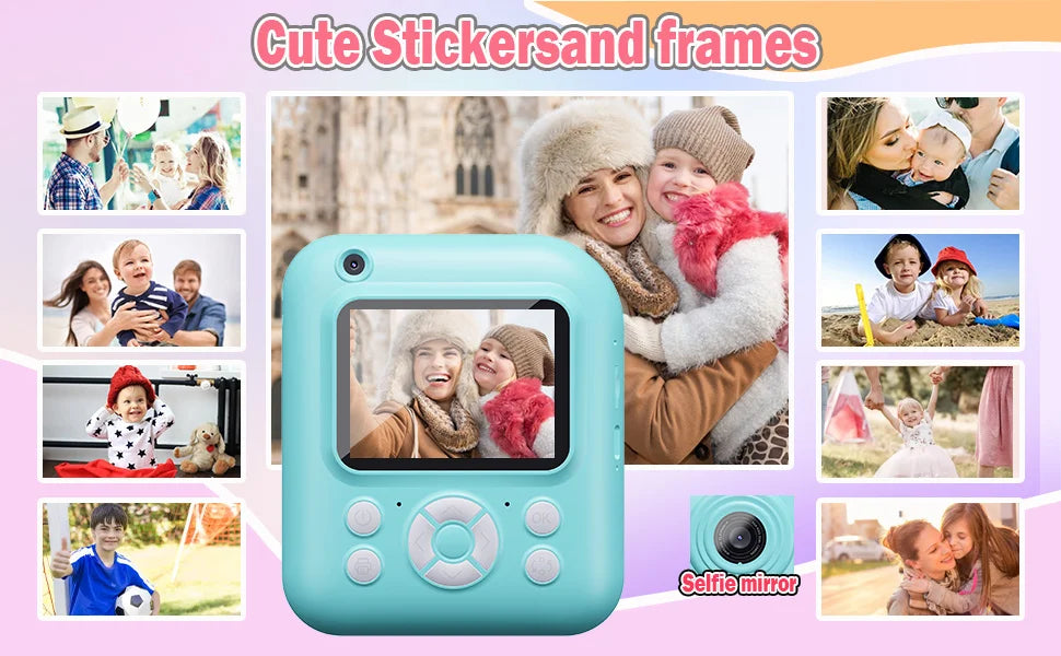 Instant Print Camera Digital Camera With 3 Rolls Print Paper, 1080P HD Ditigal Camera 2.4 Inch Screen, Selfie Video Camera, USB Cable/Color Pen/Bag/ Included, electronics，Small For Boys Girls Teens Students Seniors，Christ