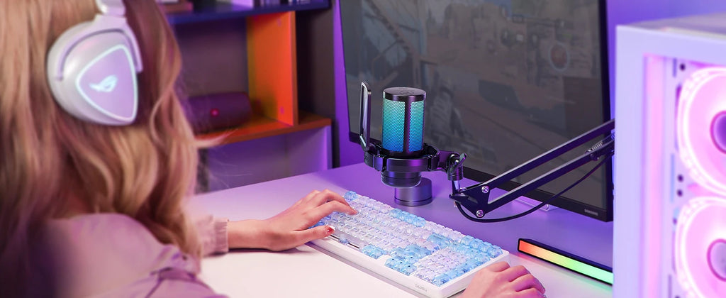 maono DGM20S Gaming USB Microphone Condenser Mic with RGB Light Noise Cancellation Boom Arm for Streaming Podcast YouTube Tiktok