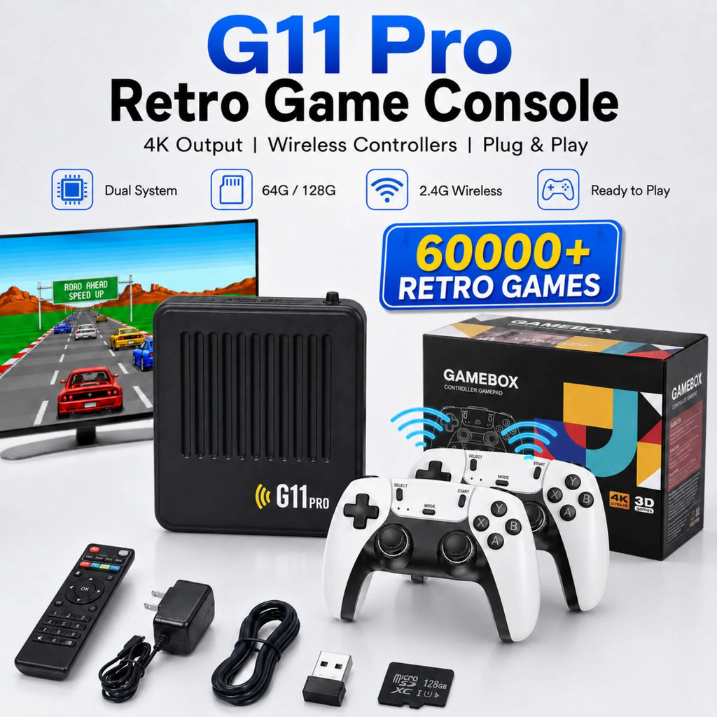 Video Game Box Console Dual System TV Console G11 Pro  64G/128G 4K Output Built-in 60,000 Games for Android 9.0 Simulator