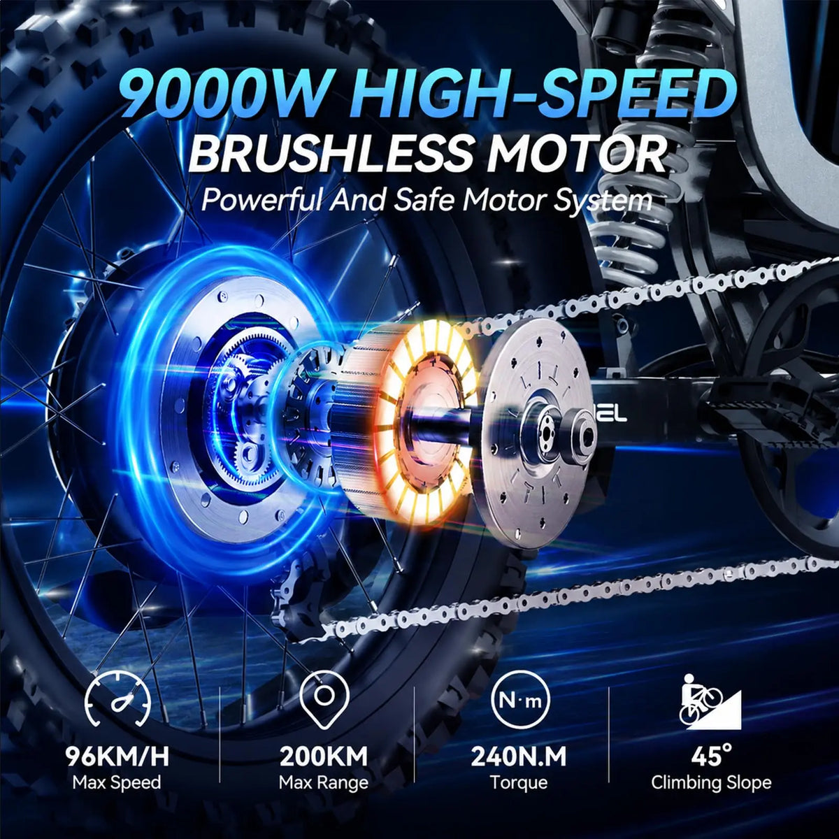 SLDBK R19 Electric Bike High Power 9000W Adult Electric Motorcycle 72V40Ah Battery Off-Road E-bike Use 85kmh Mountain Dirt EBike