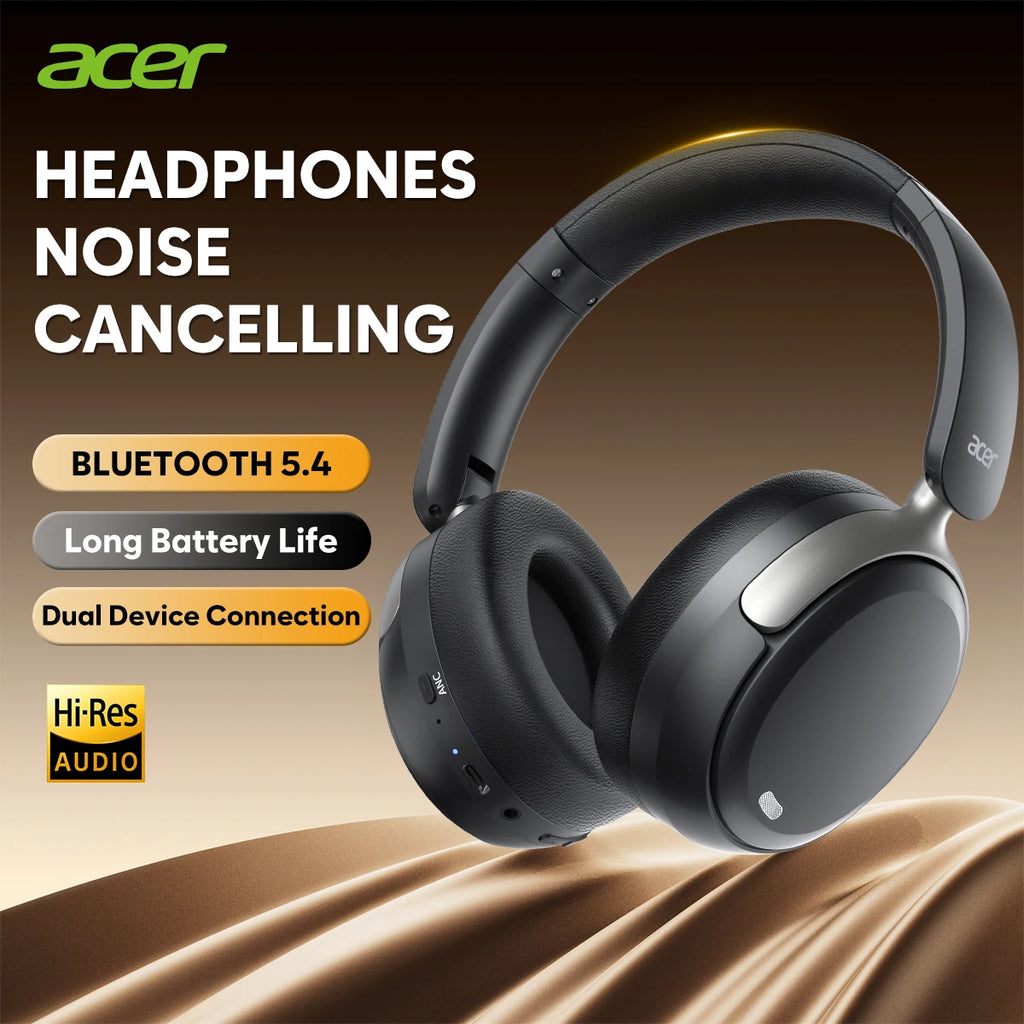 Acer ANC Wireless Headphone Noise Cancelling Hi-Res Spatial Audio Earphone Bluetooth Over Ear Headset 40mm Dynamic Driver OHR516