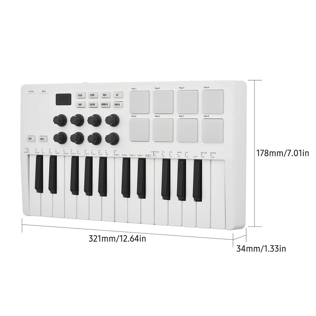 M-VAVE SMK-25 Keys 8 Backlit Drum Pads MIDI Keyboard Professional Beat Maker Keytar for Keyboard Music Production Builtin