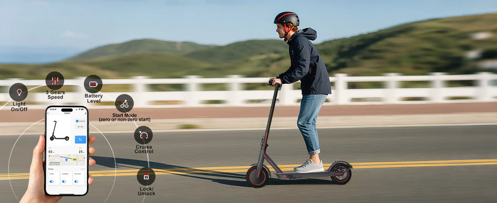 Electric Scooter with App for Adults 350W Motor 36V 5.2Ah Battery Up to 19 Miles Range Foldable E Scooter Solid Tire 8.5''