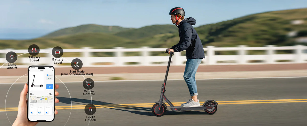 Electric Scooter with App for Adults 350W Motor 36V 5.2Ah Battery Up to 19 Miles Range Foldable E Scooter Solid Tire 8.5''