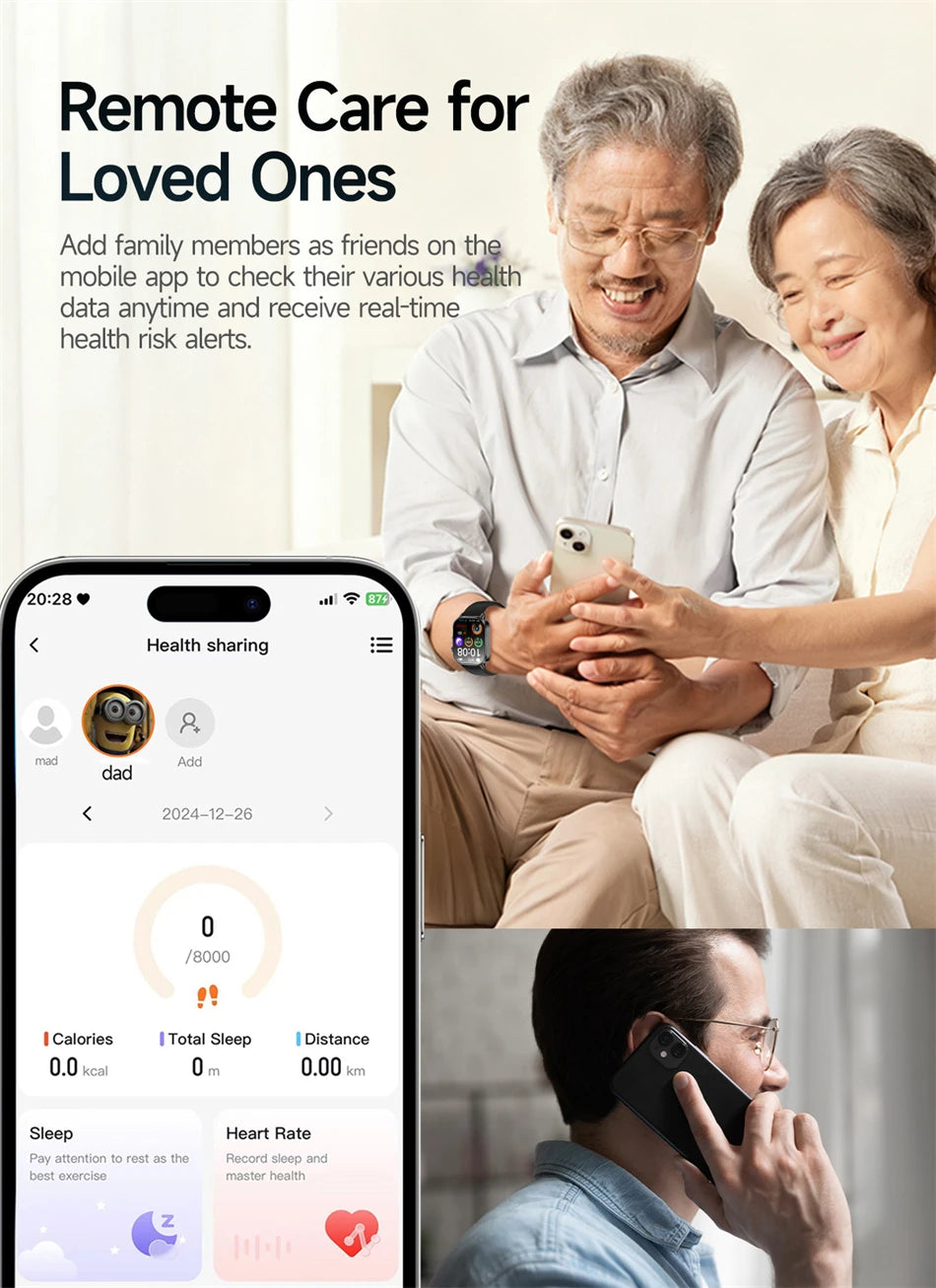 New Men Accurate Health Diagnosis ECG Smart Watch Blood Pressure Blood Oxygen Blood Fat Uric Acid Temp Bluetooth call Smartwatch