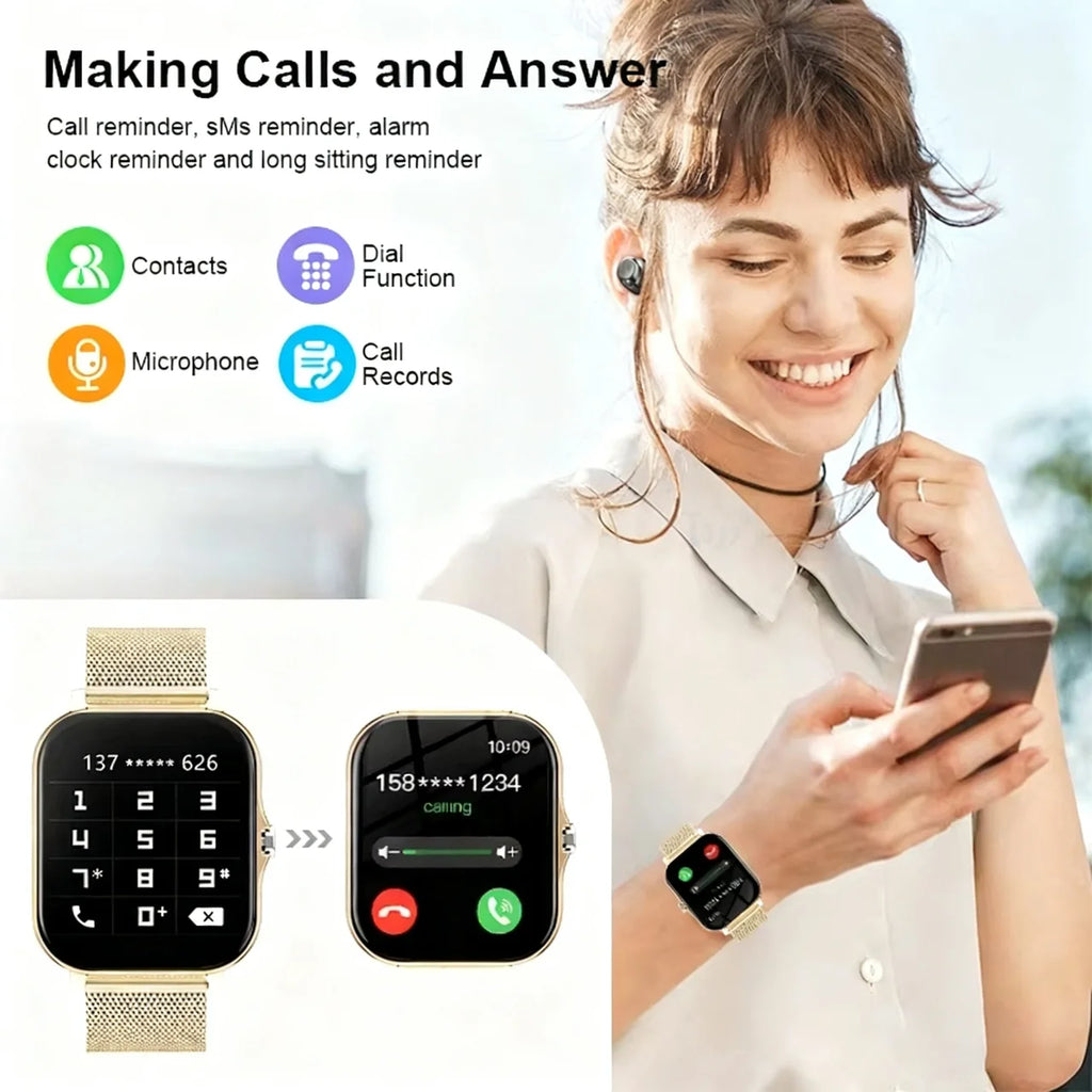 LAXASFIT New Smart Watch HD Display Answer Call Make Calls Message Preview Sport Modes Smartwatch DIY Dial Men Women