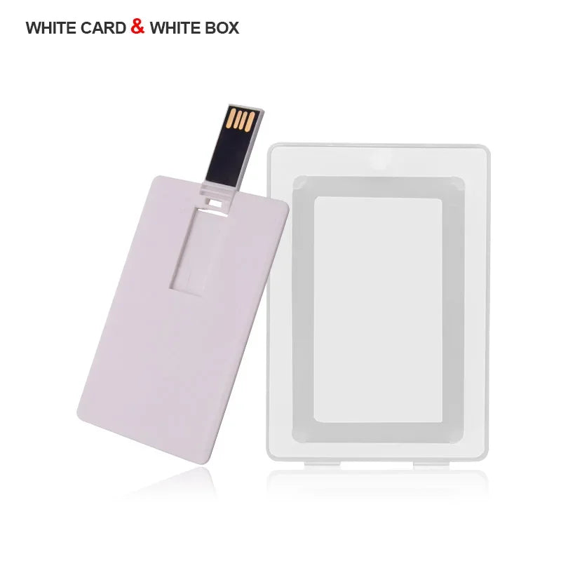 White Plastic Credit Card / Card Custom Logo Business Design Usb Flash Drive Stick 4GB 8GB 16GB 32GB (10pcs can print logo )
