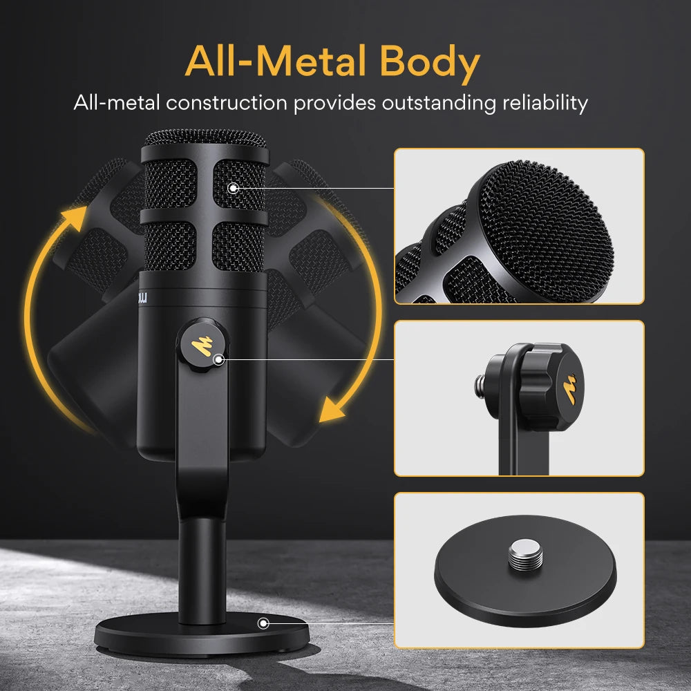 PD100 Dynamic XLR PC Microphone All Metall Gaming Broadcast Recording Streaming Work for Audio Interface Sound Card Mixer
