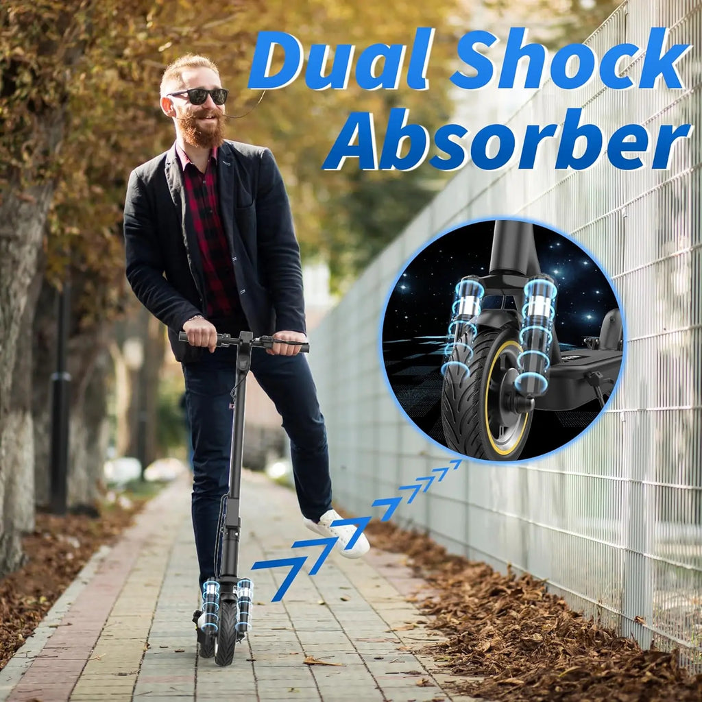 10'' Electric Scooter, 500W Powerful Motor & 22MPH Top Speed, 28 Miles Range, Folding E Scooter with Dual Braking for Teens and Adults Commuting