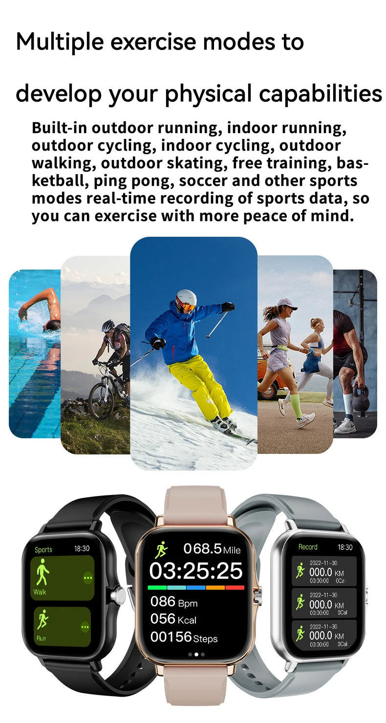 LAXASFIT New Smart Watch HD Display Answer Call Make Calls Message Preview Sport Modes Smartwatch DIY Dial Men Women