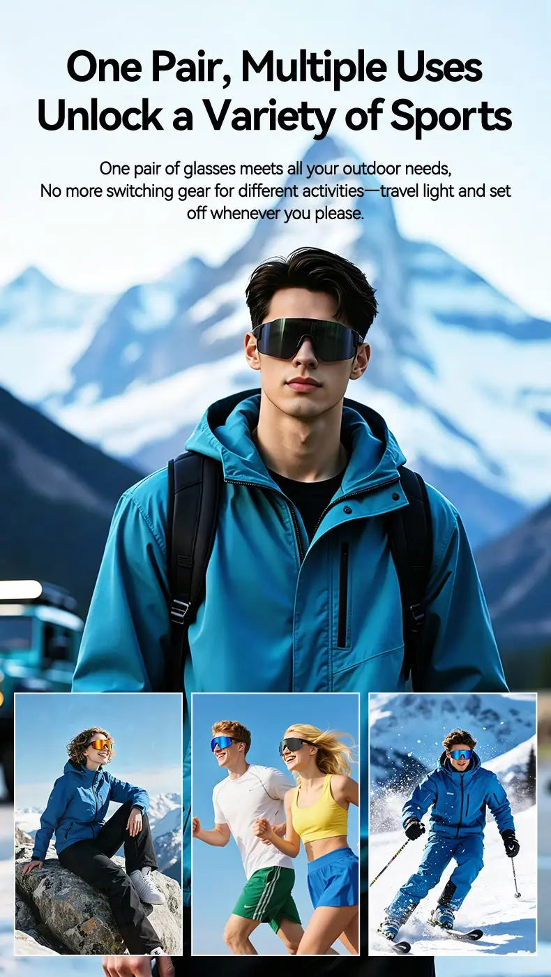 LAXASFIT 2026 New Windproof Cycling Smart Glasses Bluetooth 5.3 Open Ear Sport Sunglasses with HD Music Call for Men Women